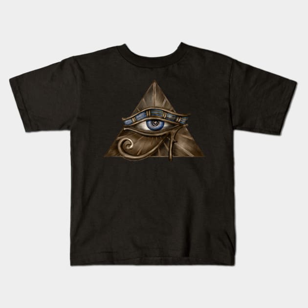 Egyptian Eye of Horus - Wadjet Digital Art Kids T-Shirt by Nartissima